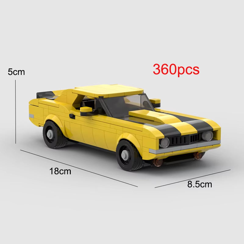 MOC Camaro Racing Sports Car Vehicle Racer Building Blocks Brick Creative Garage Toys for Boys