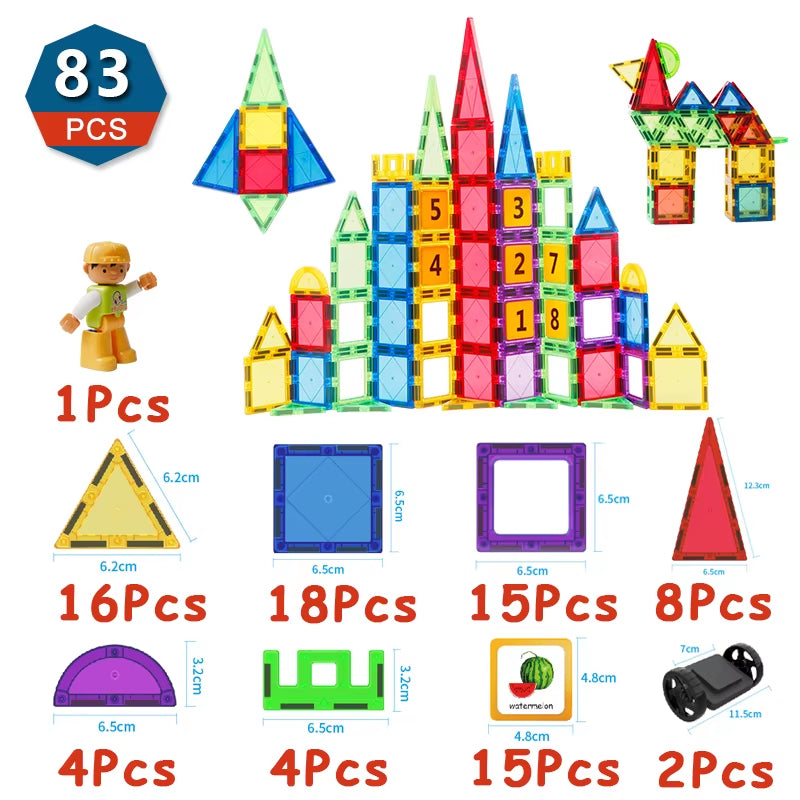 Magnetic Building Blocks Set Magnetic Sheet Construction Building Puzzle Tiles Boys Girls Children Montessori Toys Gifts