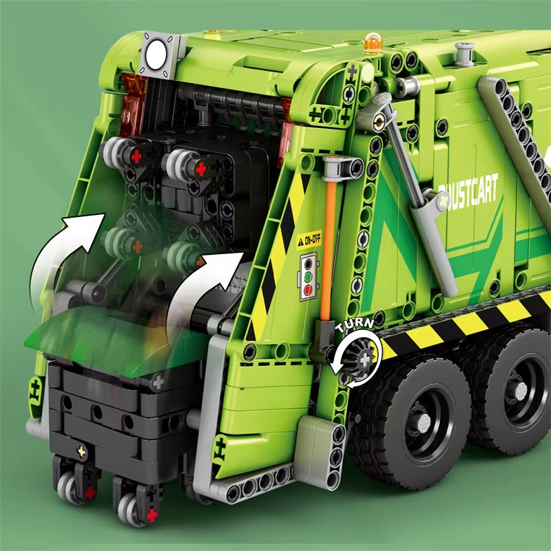 Remote Control Compressed Garbage Truck Building Blocks City Sanitation Technical RC Car Model Bricks Kids Toys Holiday Gifts