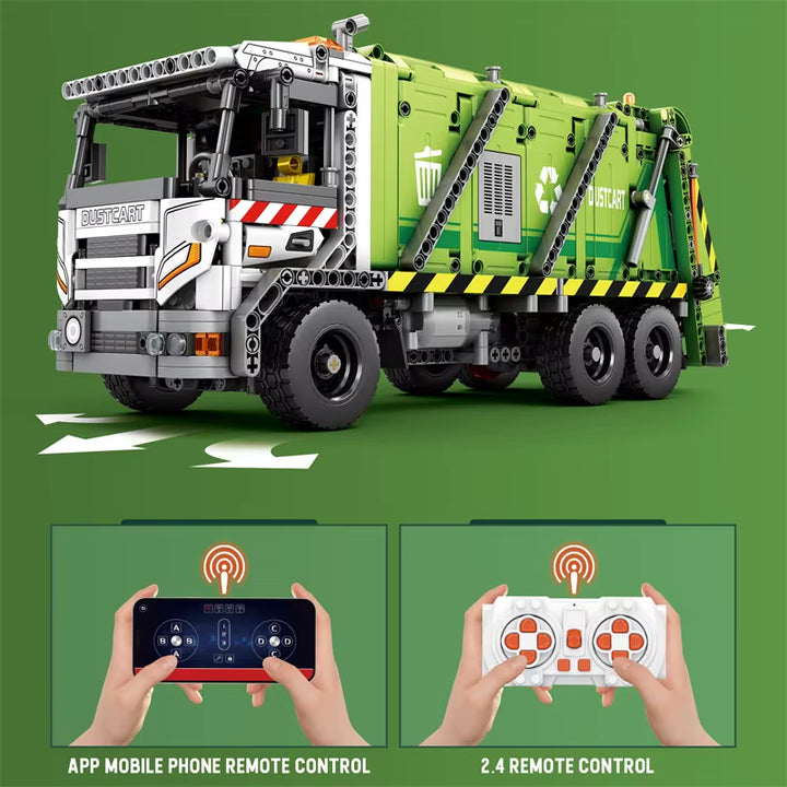 Remote Control Compressed Garbage Truck Building Blocks City Sanitation Technical RC Car Model Bricks Kids Toys Holiday Gifts