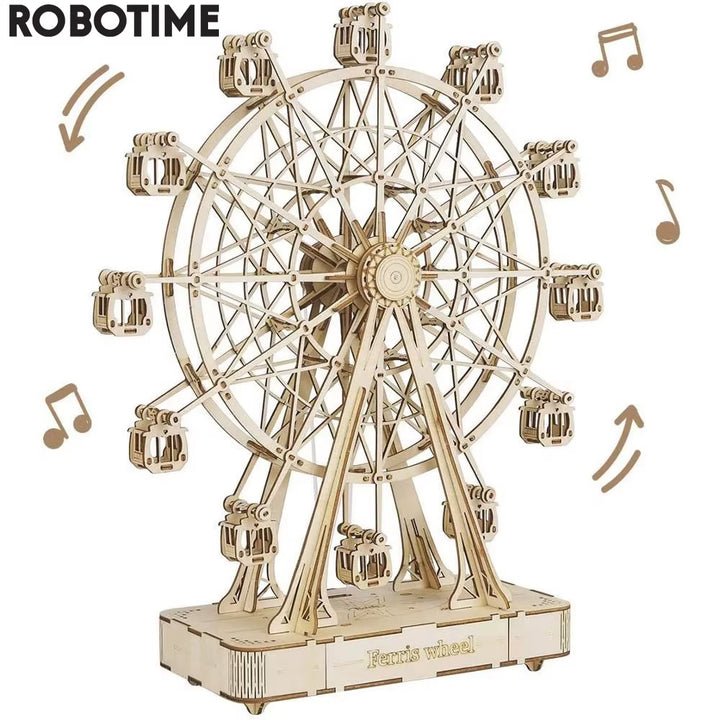Rolife 232Pcs Rotatable DIY 3D Ferris Wheel Wooden Model Building Block Kits Assembly Toy Gift for Children Adult TGN01