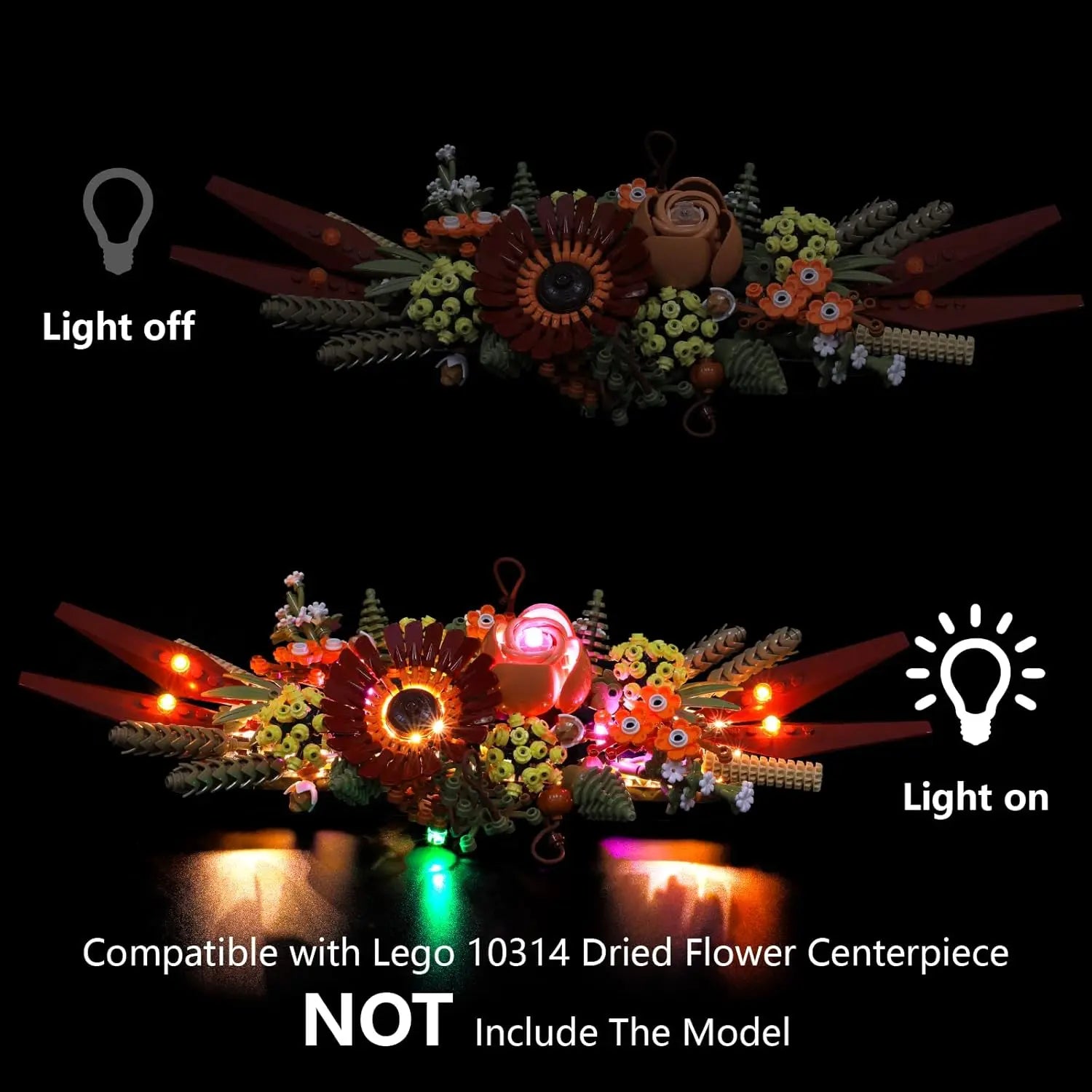 （No LEGO, Just Light）Usb Lights Set for Lego Flower Centerpiece 10314 Botanical Crafts