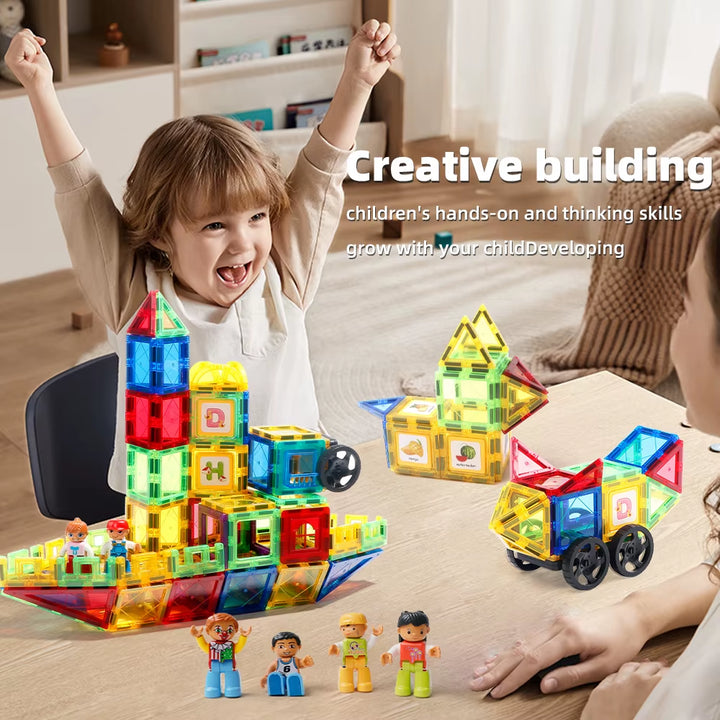 Magnetic Building Blocks Set Magnetic Sheet Construction Building Puzzle Tiles Boys Girls Children Montessori Toys Gifts