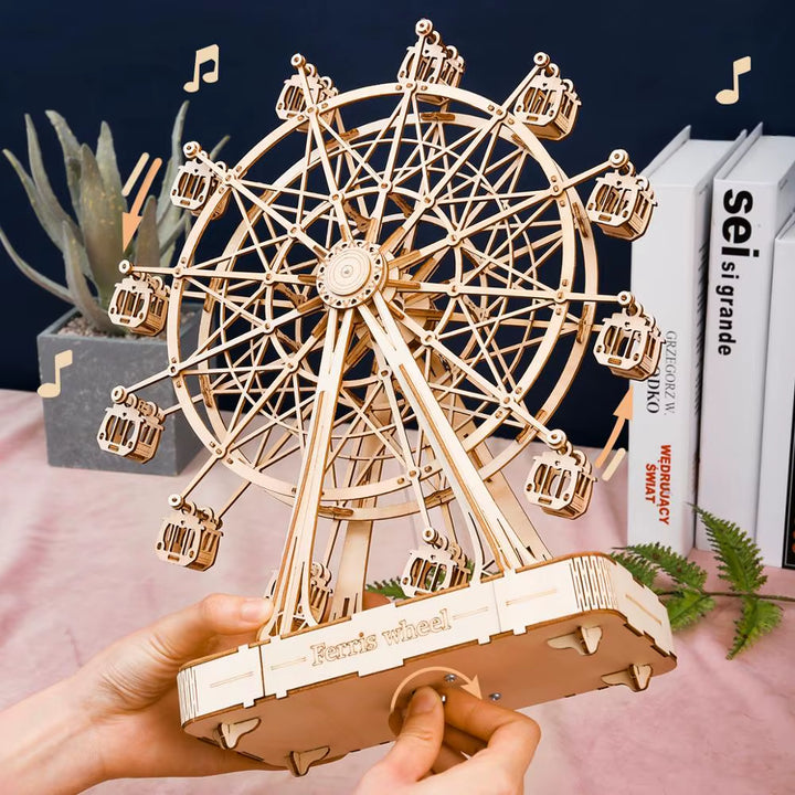 Rolife 232Pcs Rotatable DIY 3D Ferris Wheel Wooden Model Building Block Kits Assembly Toy Gift for Children Adult TGN01