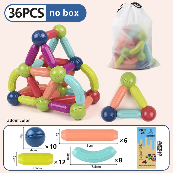 Magnetic Constructor Blocks Set Toys for Kids Magnet Stick Rod Building Blocks Montessori Educational Toys for Children Boy Girl