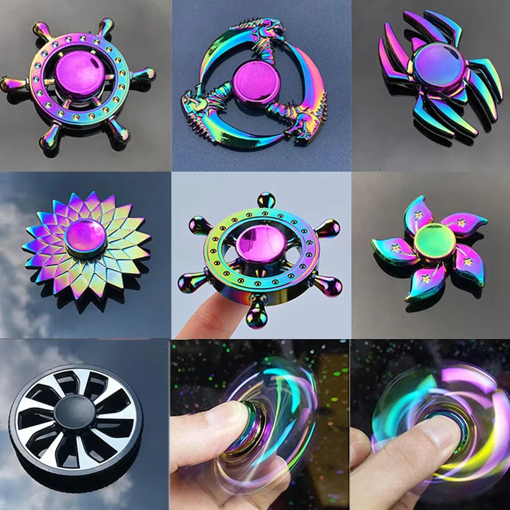 New Metal Rainbow Fidget Spinner Gradient Color EDC Hand Spinner Fingertip Gyro Anti-Anxiety Stress Relief Toys for Kids Adults