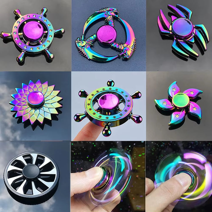 New Metal Rainbow Fidget Spinner Gradient Color EDC Hand Spinner Fingertip Gyro Anti-Anxiety Stress Relief Toys for Kids Adults