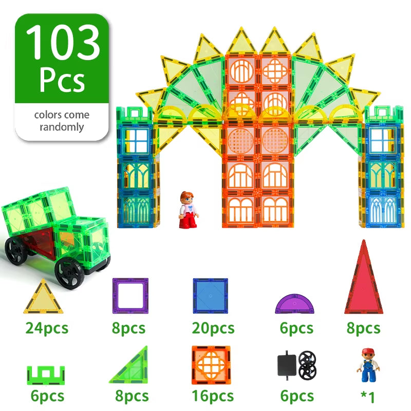 Magnetic Building Blocks Construction Set Game Magnet Tiles Children Montessori Educational Toys for Kid Boy Girl Gift