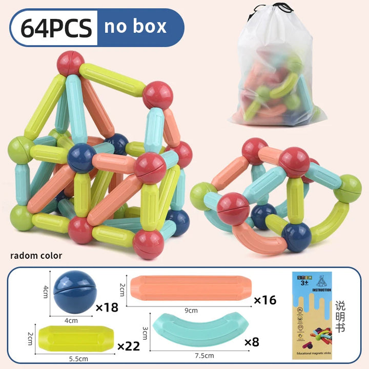 Magnetic Constructor Blocks Set Toys for Kids Magnet Stick Rod Building Blocks Montessori Educational Toys for Children Boy Girl