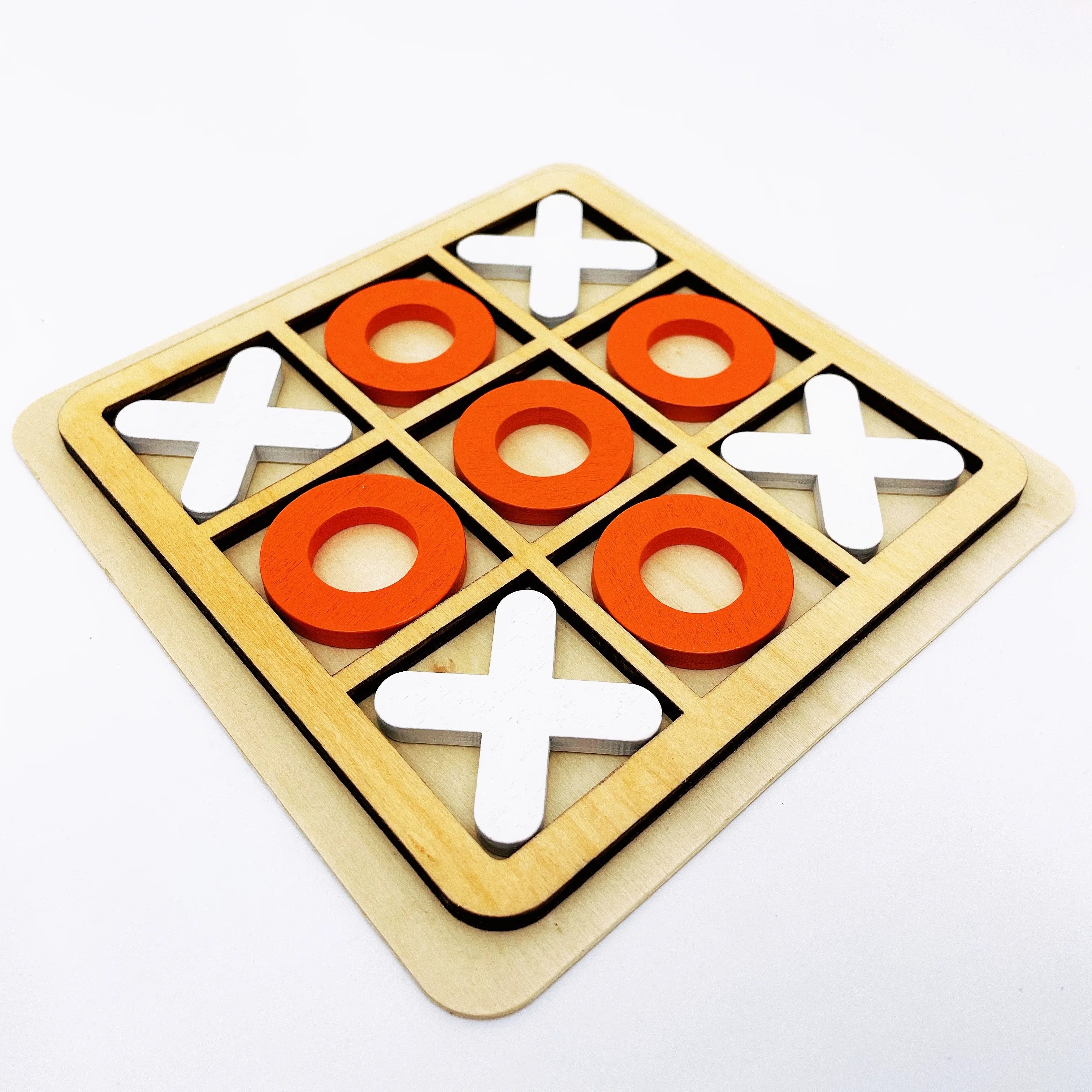 Solid Wooden Tic Tac Toe Board Game - Perfect for Family Fun and Backyard Entertainment!