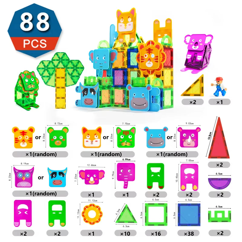 Magnetic Building Blocks Set Magnetic Sheet Construction Building Puzzle Tiles Boys Girls Children Montessori Toys Gifts