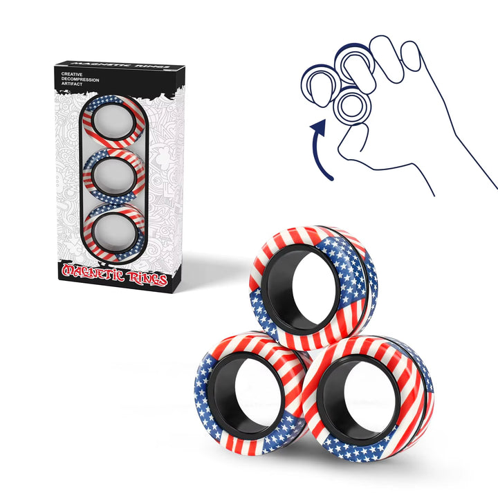 Random 3Pcs Fidget Spinner Magnetic Ring Toys Set Fingers Magnet Rings ADHD Stress Relief Magical Toys for Adult Kids Anxiety