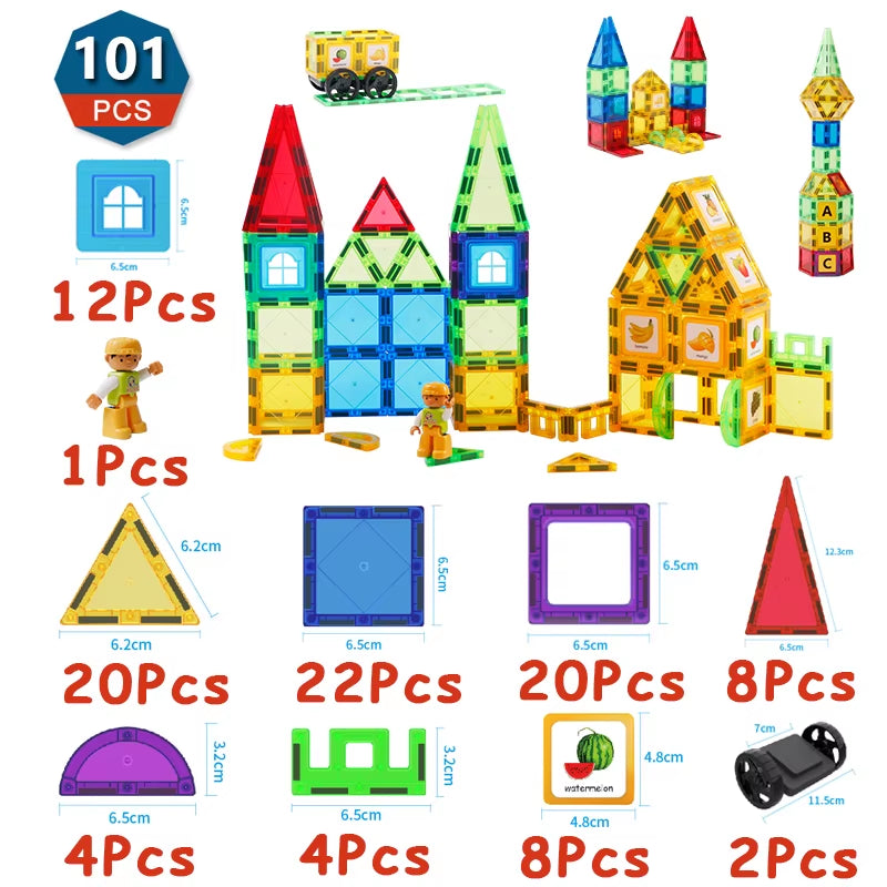 Magnetic Building Blocks Set Magnetic Sheet Construction Building Puzzle Tiles Boys Girls Children Montessori Toys Gifts
