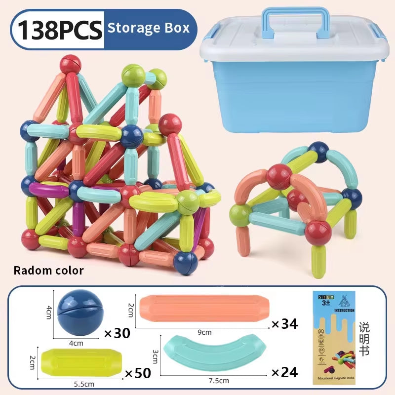 Magnetic Constructor Blocks Set Toys for Kids Magnet Stick Rod Building Blocks Montessori Educational Toys for Children Boy Girl