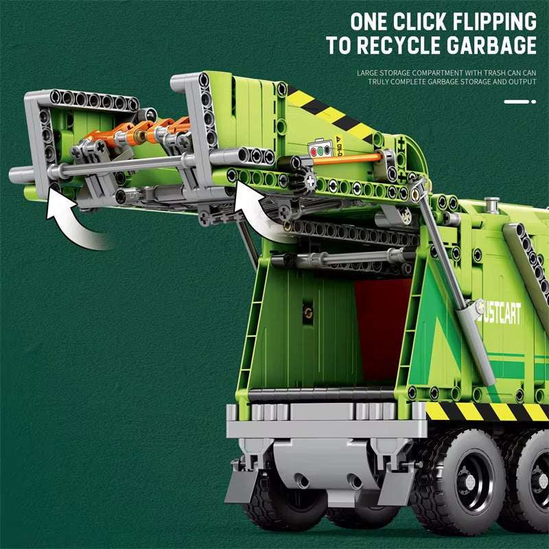Remote Control Compressed Garbage Truck Building Blocks City Sanitation Technical RC Car Model Bricks Kids Toys Holiday Gifts