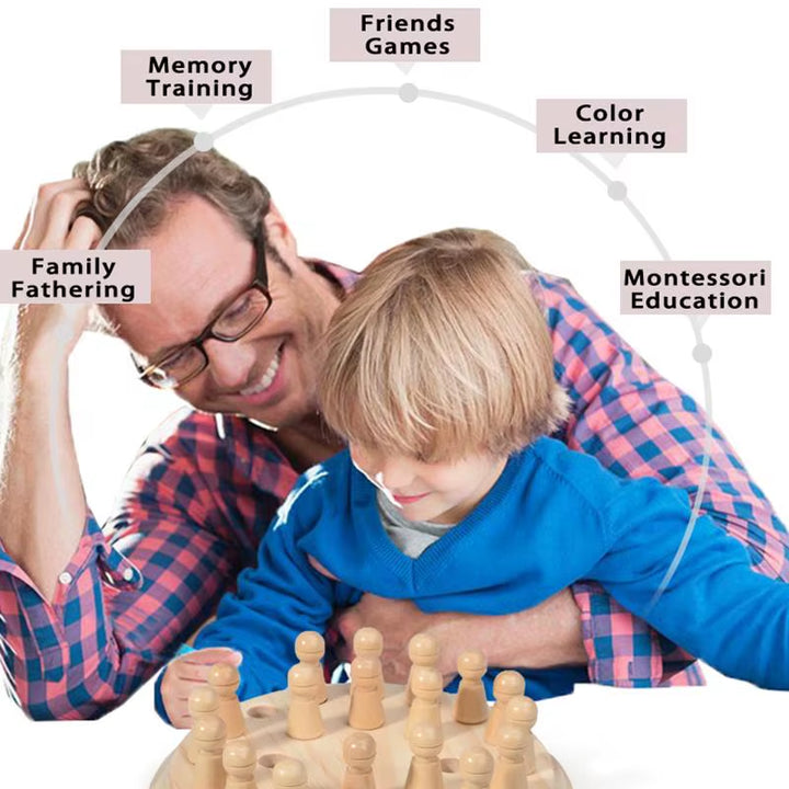 Montessori Wooden Memory Match Stick Chess Board Game Logic Braintease Toys for Boys and Girls Early Education Color Recognition