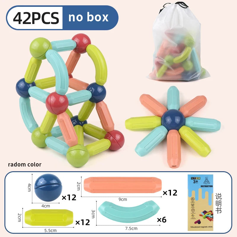 Magnetic Constructor Blocks Set Toys for Kids Magnet Stick Rod Building Blocks Montessori Educational Toys for Children Boy Girl